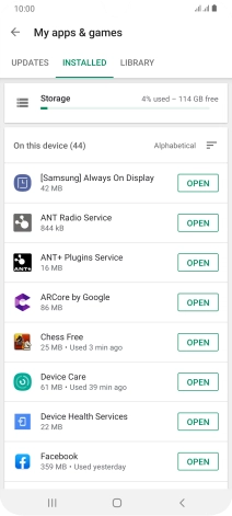 Press the required app.
