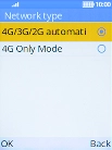 Select the required network mode.