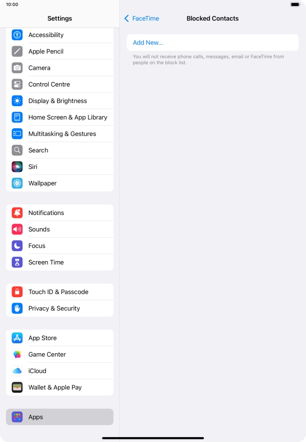 Press Add New... and follow the instructions on the screen to block a contact.