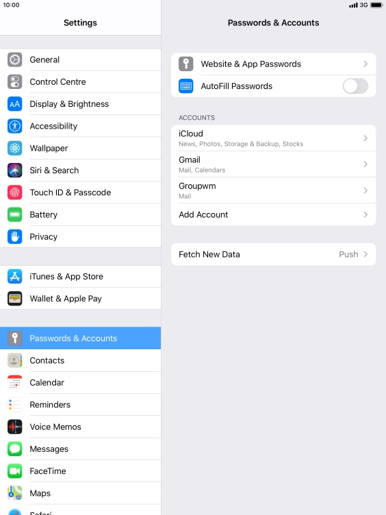 Press the required account.