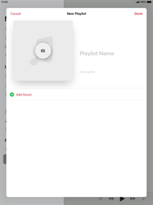 Press the text input field and key in a name for the playlist.