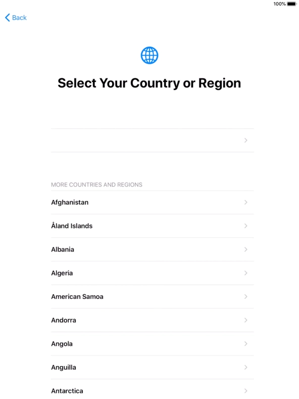 Press the required country or area.