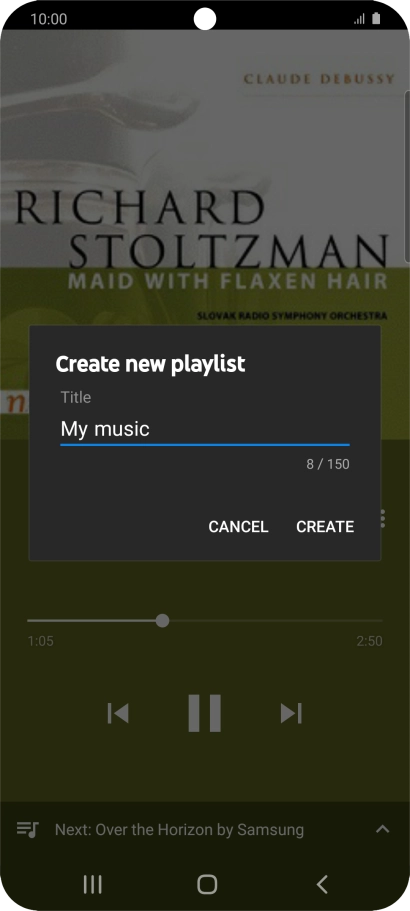 Key in a name for the playlist and press CREATE.