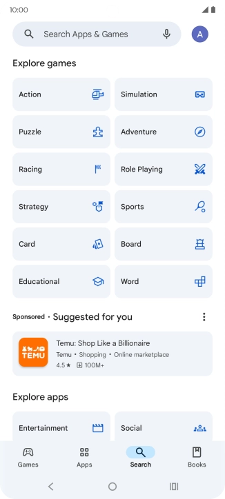 Press the search field.