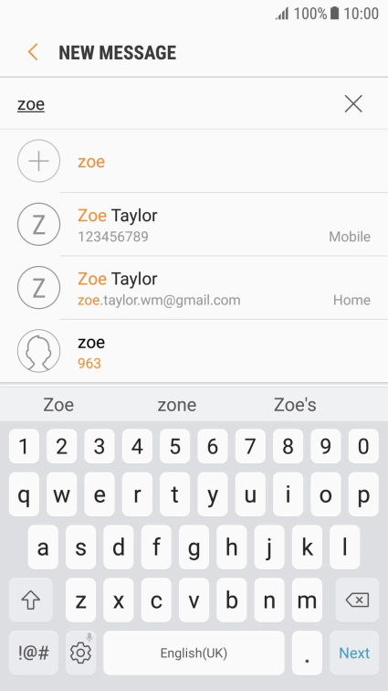 Press the required contact.