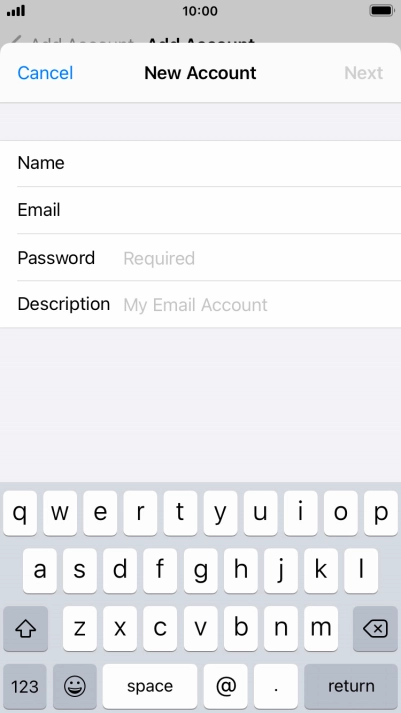 Press Password and key in the password for your email account.