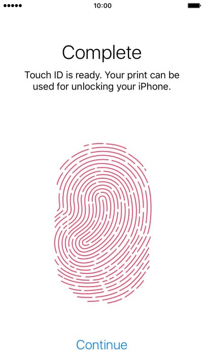 Press Continue. If you haven't previously selected a phone lock code, key in a code of your own choice twice.