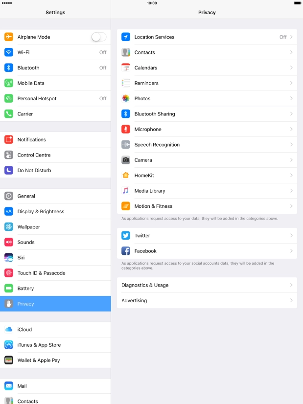 Press Location Services.