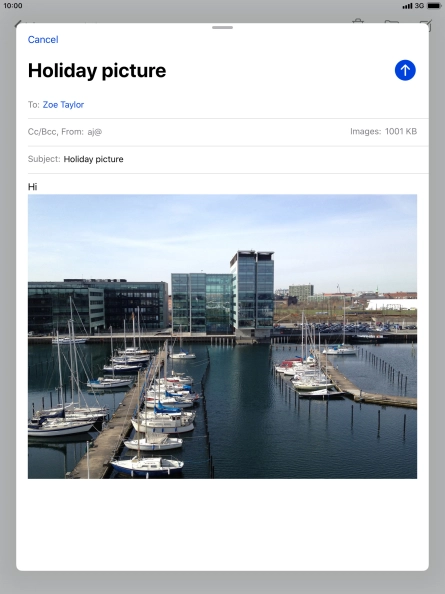 Press the send icon when you've finished your email message.