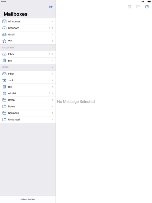 Press the required email account.