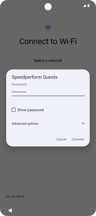 Key in the password for the Wi-Fi network and press Connect.