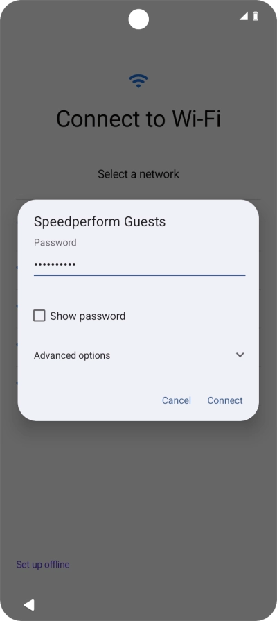 Key in the password for the Wi-Fi network and press Connect.