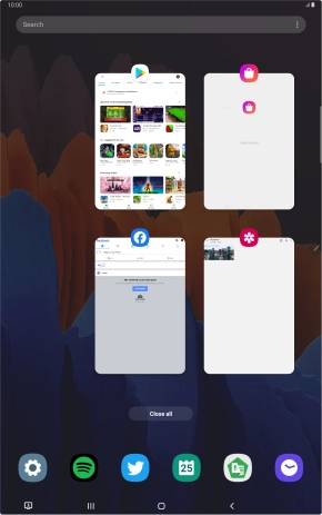 To end one running application, slide your finger upwards on the required application.