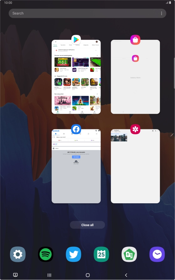 To end one running application, slide your finger upwards on the required application.
