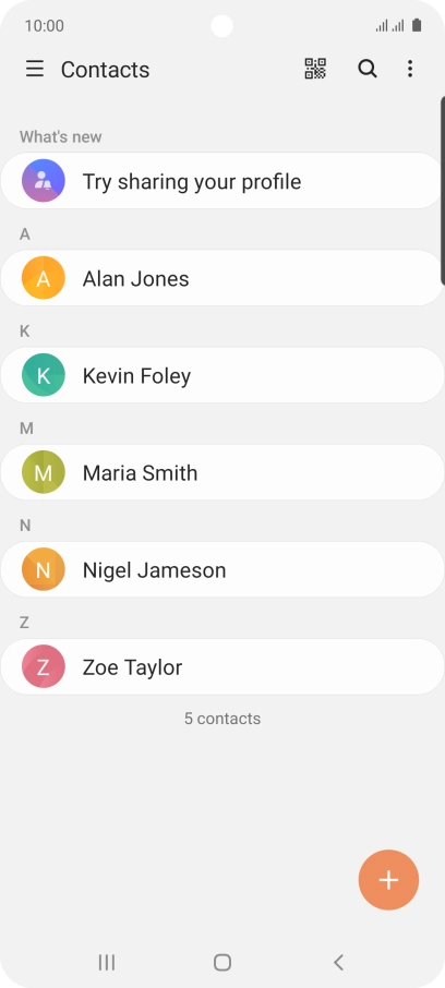 Press the required contact.