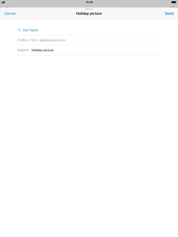 Press the text input field and write the text for your email message.