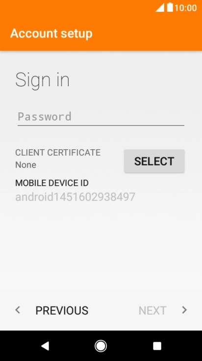 Press the text input field and key in the password for your email account.