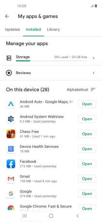 Press the required app.