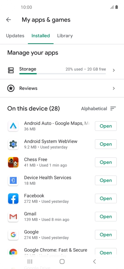 Press the required app.