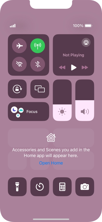 Press the flight mode icon to turn the function on or off.
