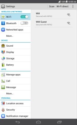 Press the required Wi-Fi network.