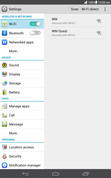 Press the required Wi-Fi network.