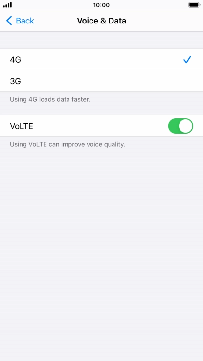 Press the required network mode.
