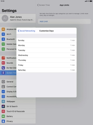 Press the required days.