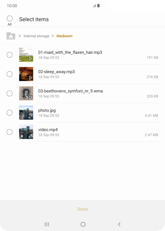 Press the required file.