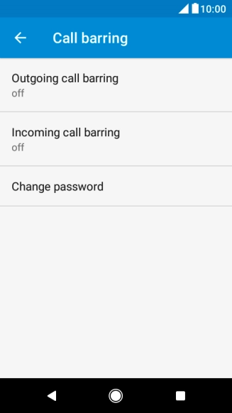 Press the required barring type.