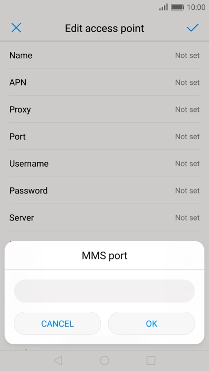 Key in 8080 and press OK.