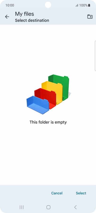 To create a new folder, press the new folder icon and follow the instructions on the screen to create a new folder.