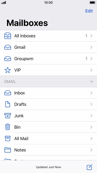 Press the required email account.