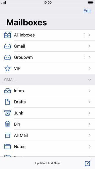 Press the required email account.