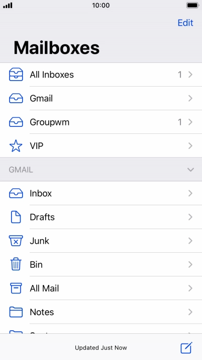 Press the required email account.