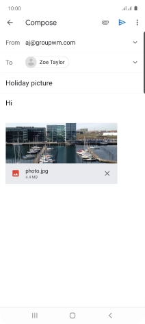 Press the send icon when you've finished your email message.