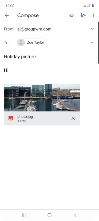 Press the send icon when you've finished your email message.