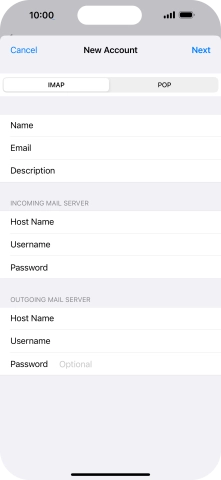 Press Password and key in the password for your email account. Please note that if you're using Vodafone's outgoing server, leave the password field empty.