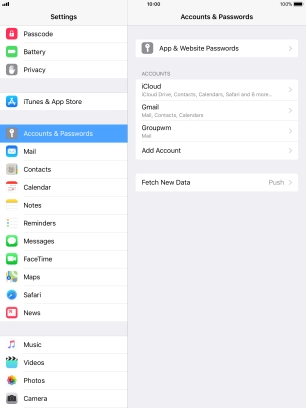 Press the name of the email account you've just set up.