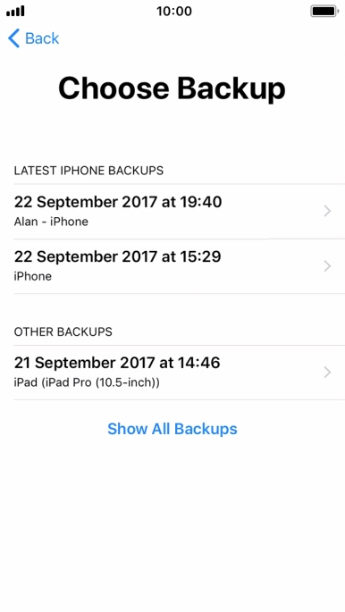 Press the required backup and your phone restores the content of the selected backup. Subsequently, follow the instructions on the screen to set up your phone and prepare it for use.