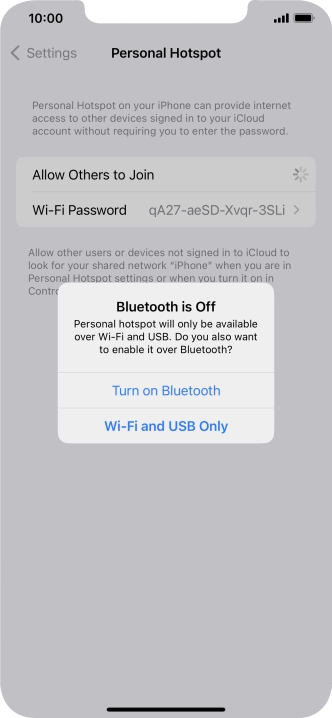 If Wi-Fi is turned on, press Wi-Fi and USB Only.