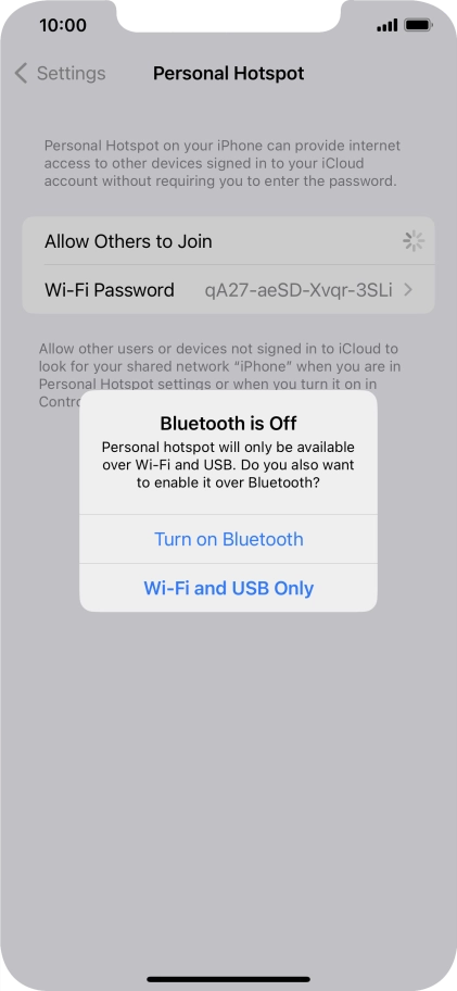If Wi-Fi is turned on, press Wi-Fi and USB Only.