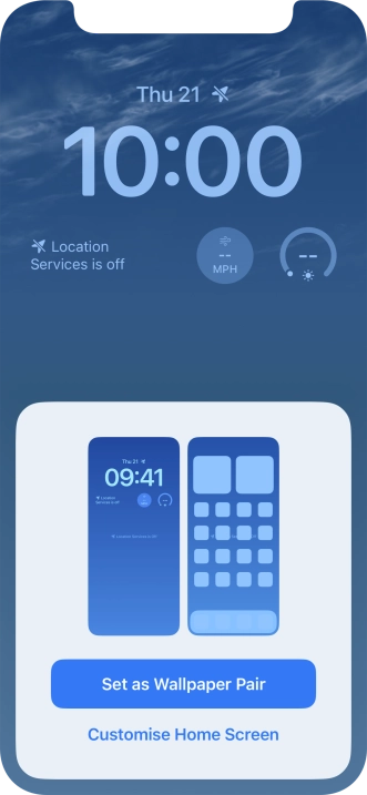 To use the same colour theme on the home screen, press Set as Wallpaper Pair.