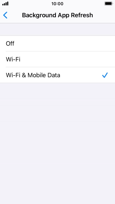 To turn off background refresh of apps, press Off.