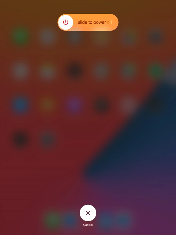 Press and drag the power off icon right.