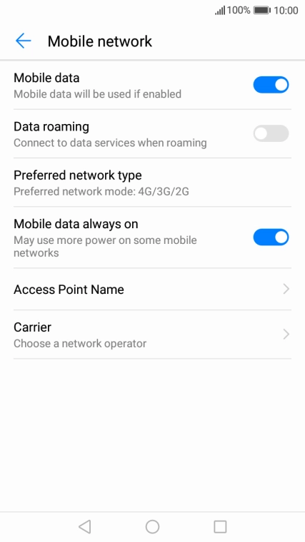 Press Preferred network type.
