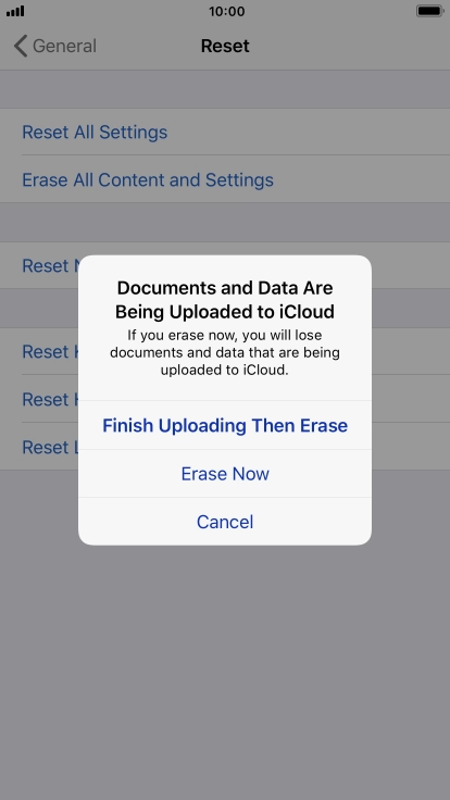 Press the required setting.