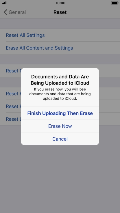 Press the required setting.