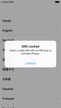 If your SIM is locked, press Unlock.