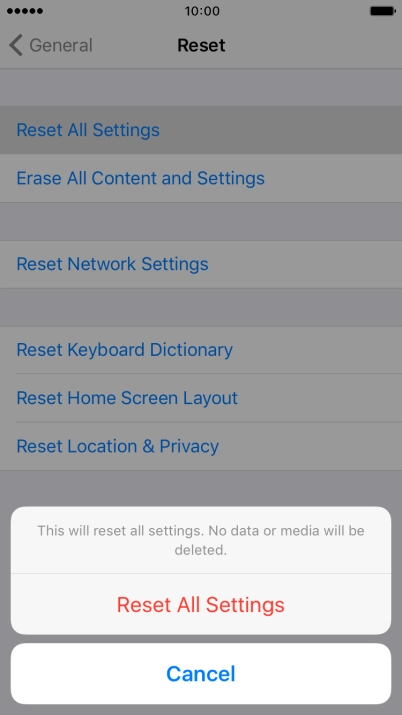 Press Reset All Settings.